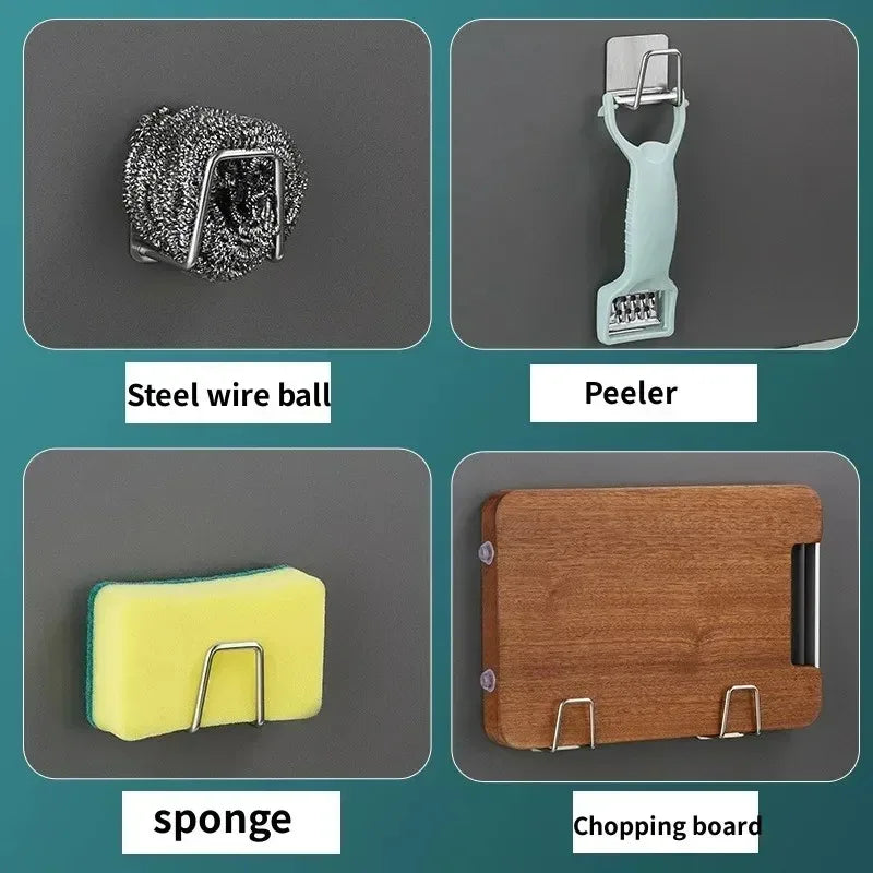 Stainless Steel Sink Sponge Holder – Self-Adhesive Drain Rack