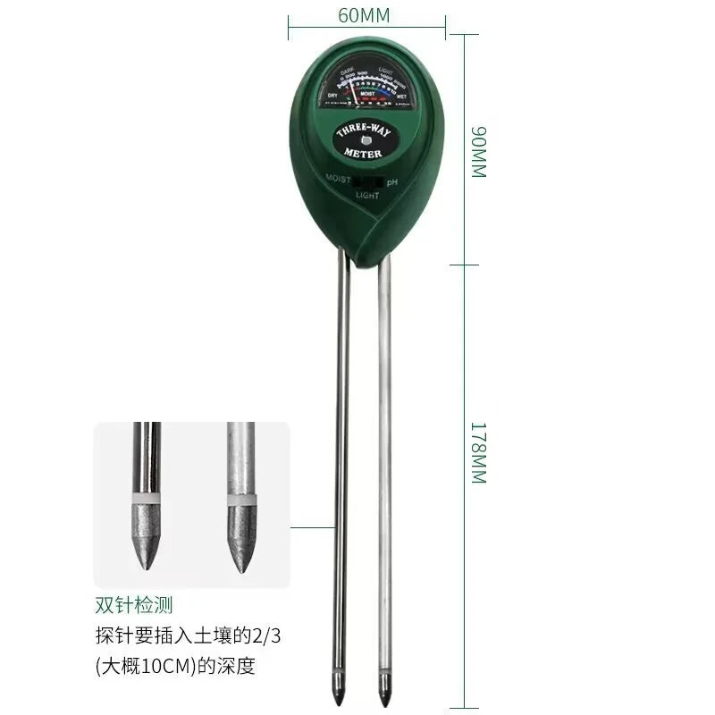 3-in-1 Soil pH, Moisture & Light Meter
