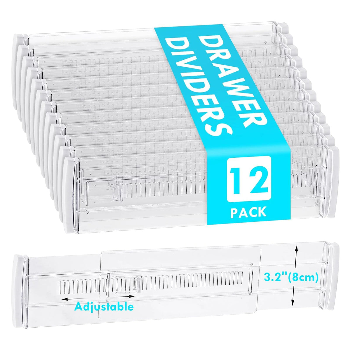 Expandable Clear Drawer Organizer Set – 6/8/10/12 Pack
