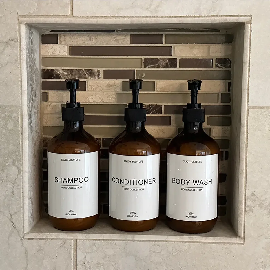 500ml Shower Dispenser Bottle – Shampoo, Conditioner & Body Wash Labels
