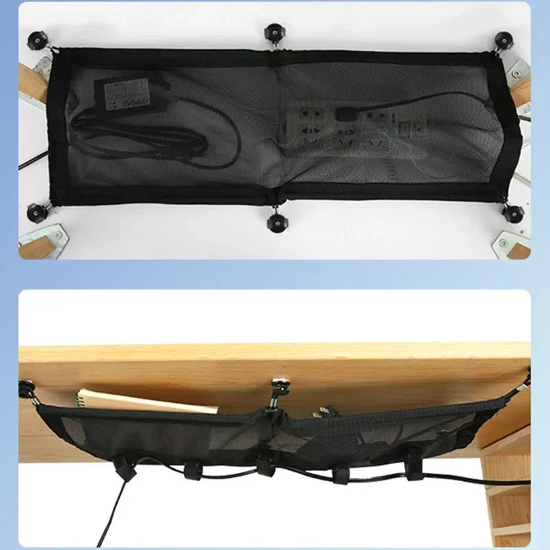 Under-Desk Cable Management Net – Flexible Cord Organizer