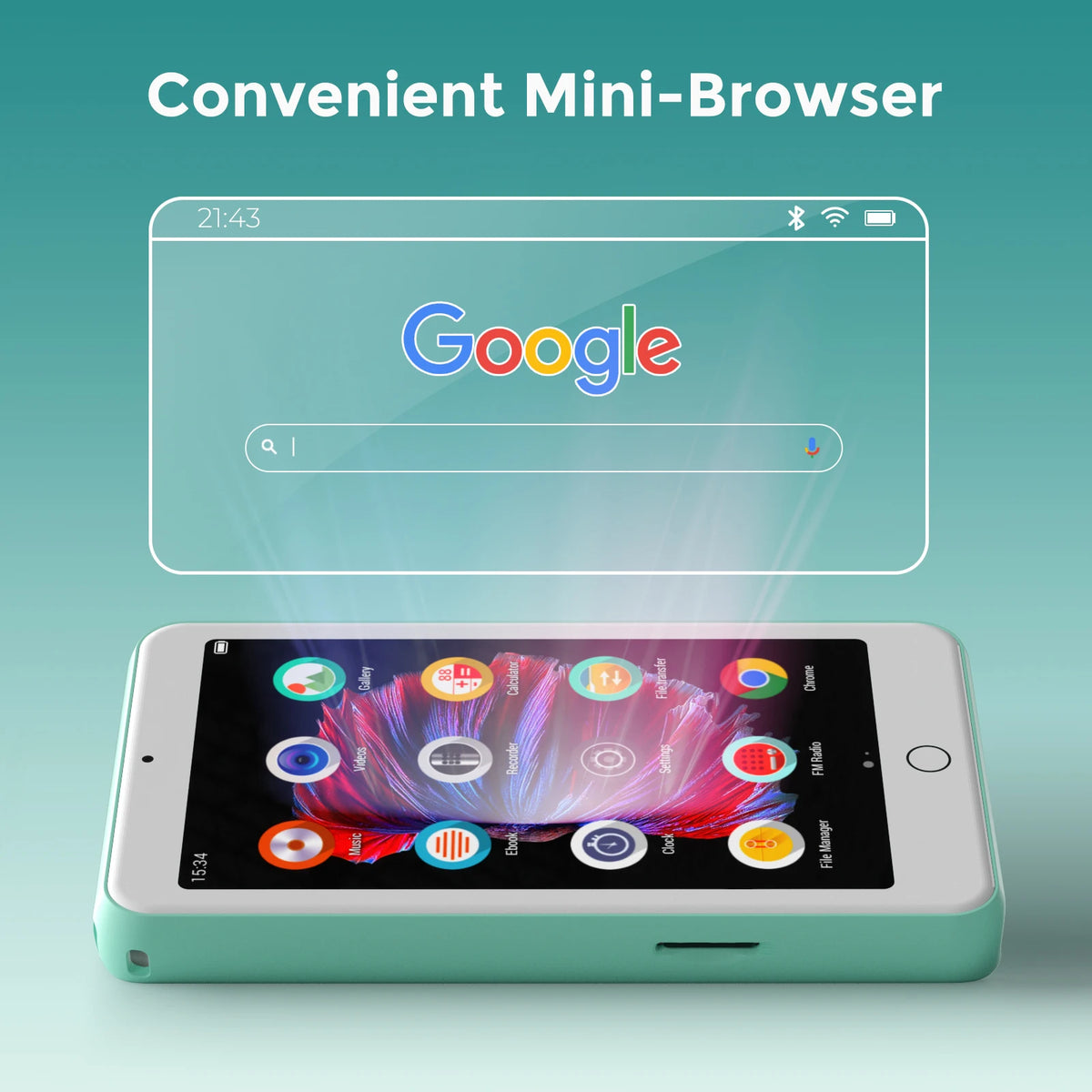 TIMMKOO Q5 4-Inch Wi-Fi & Bluetooth MP3/MP4 Player