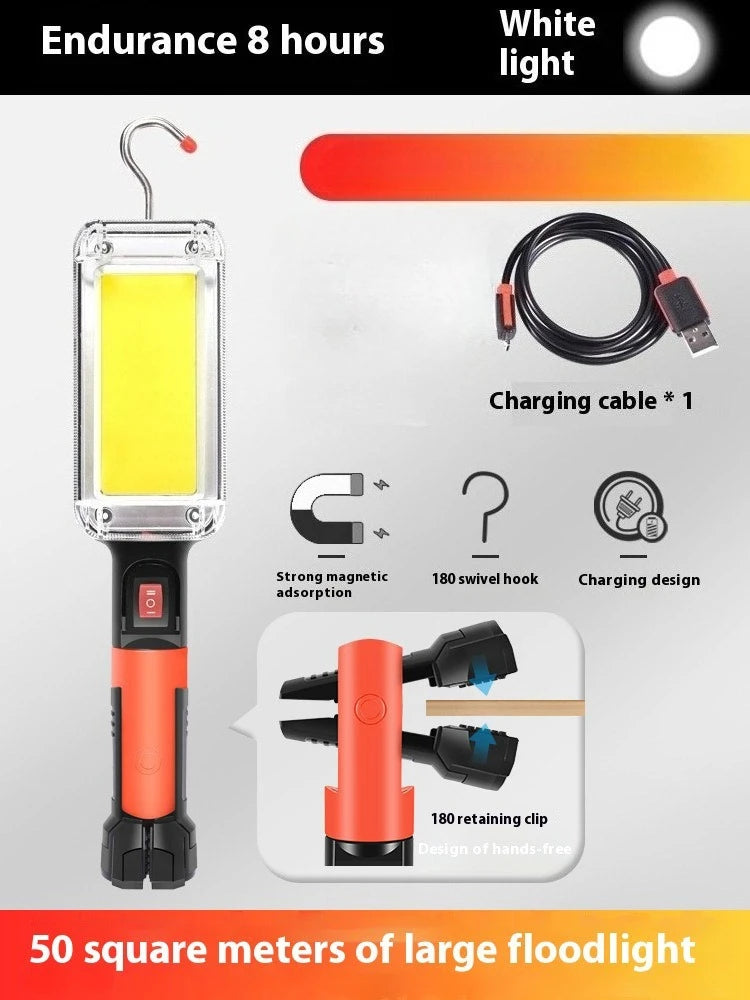 COB Floodlight Rechargeable Lamp Led Work Light Use 2*18650 Battery Led Portable Magnetic Light Hook Clip Waterproof