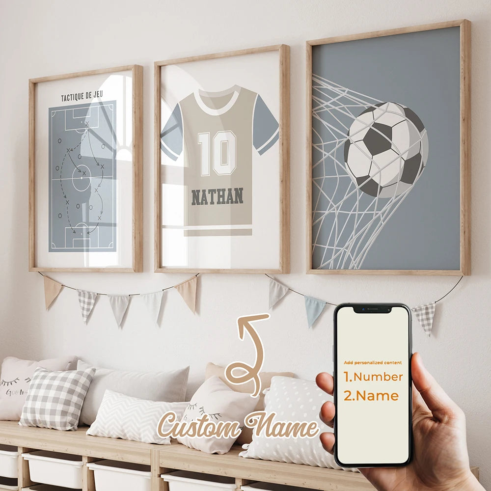 3-Piece Personalized Football Canvas Wall Art