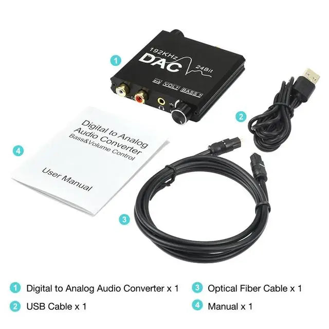 192kHz/24-Bit Optical & Coaxial DAC to RCA/3.5mm