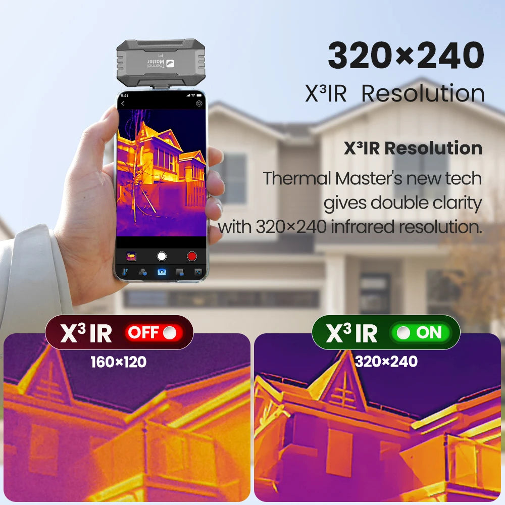 320*240 Thermal Imaging Camera P1  for iPhone and Android Cell Phone 600℃ HVAC House Inspection 15X Digital Zoom