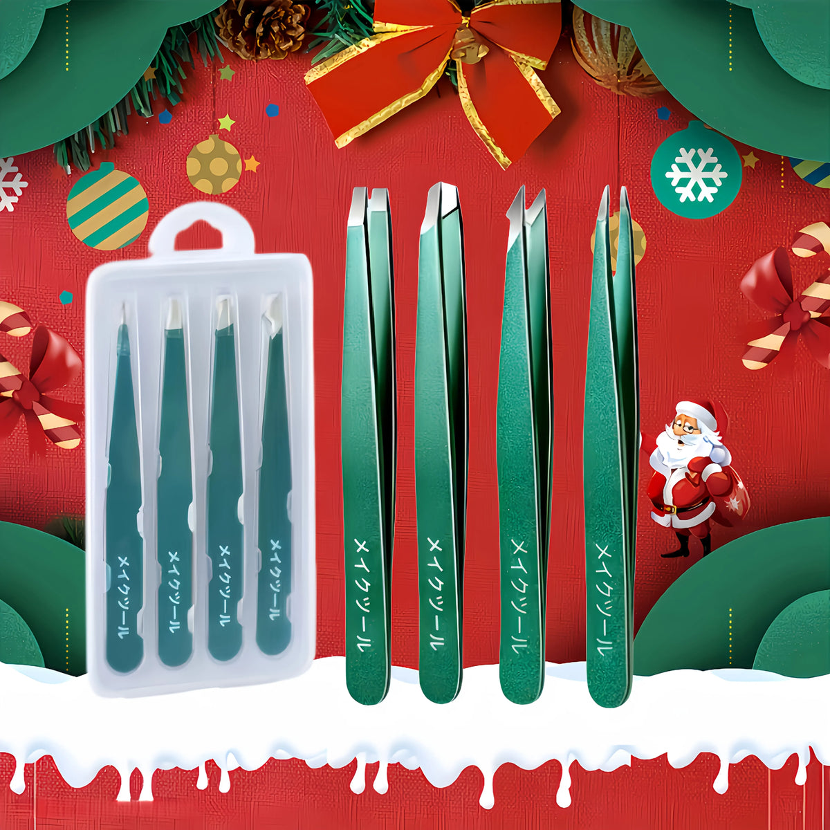 4-Piece Stainless Steel Eyebrow Tweezer Set