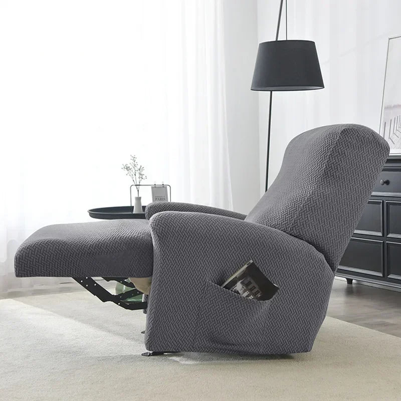 1/2/3 Seater Recliner Sofa Cover Jacquard Solid Color Stretch Couch Coushion Solid Color Sofa Slipcover for Living Room Home