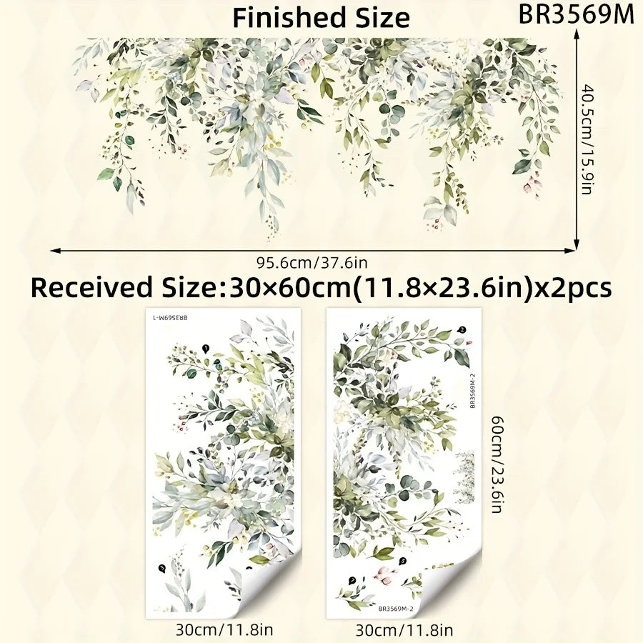 2-Piece Removable Vine & Leaf Wall Sticker Set
