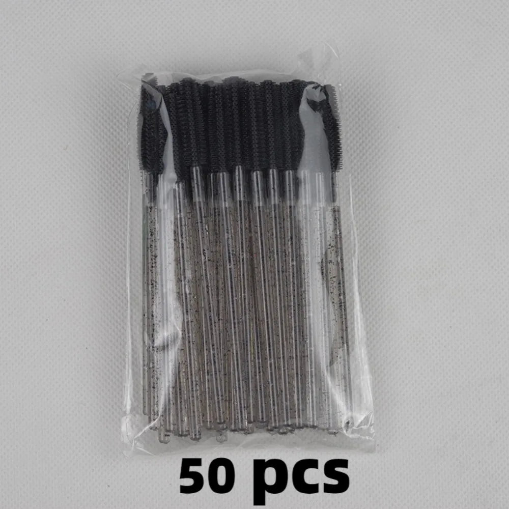 50pcs Crystal Silicone Eyelash Brush Lash Makeup Brushes Eyebrow Comb Eyelashes Extension Spoolie Microbrush Cosmetics Tool