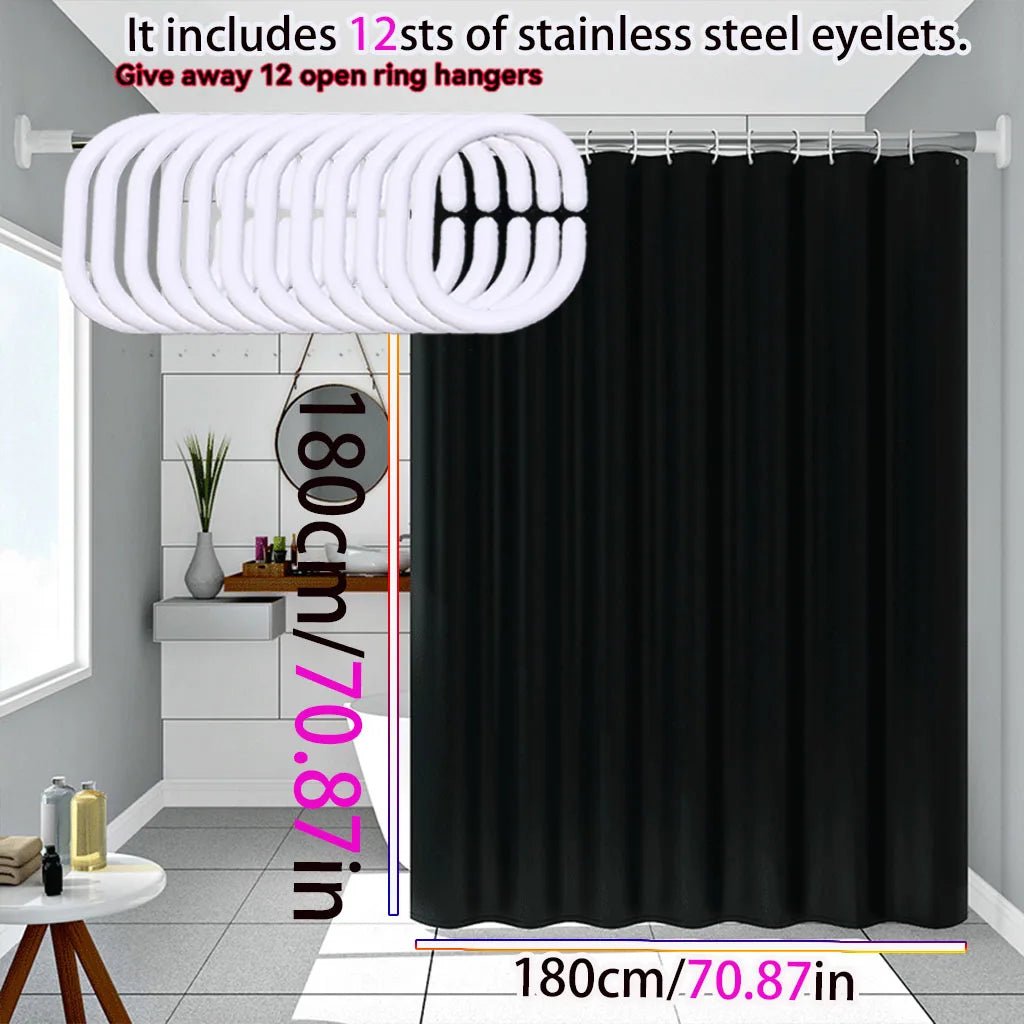 Black PEVA Waterproof Shower Curtain – Multiple Sizes