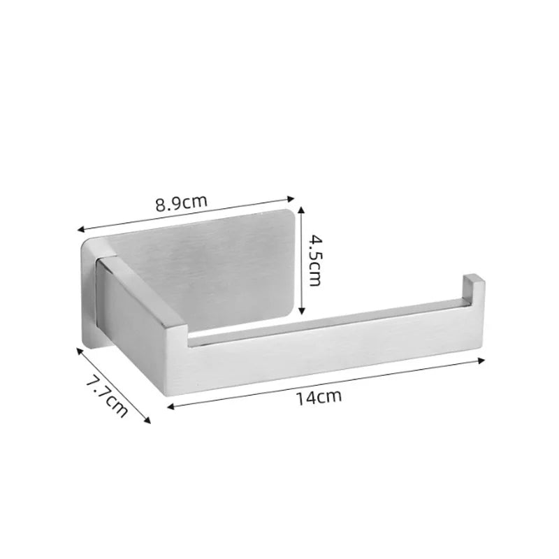 Stainless Steel Toilet Roll Holder Self Adhesive in Bathroom Tissue Paper Holder Black Finish Easy Installation No Screw