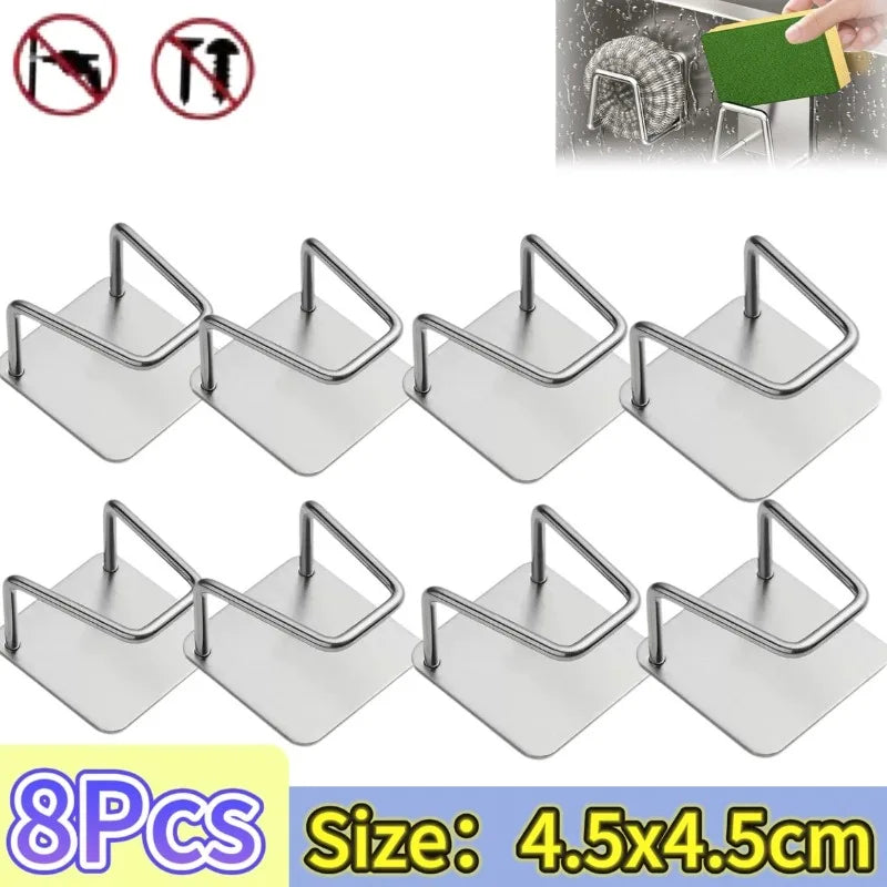 Stainless Steel Sink Sponge Holder – Self-Adhesive Drain Rack