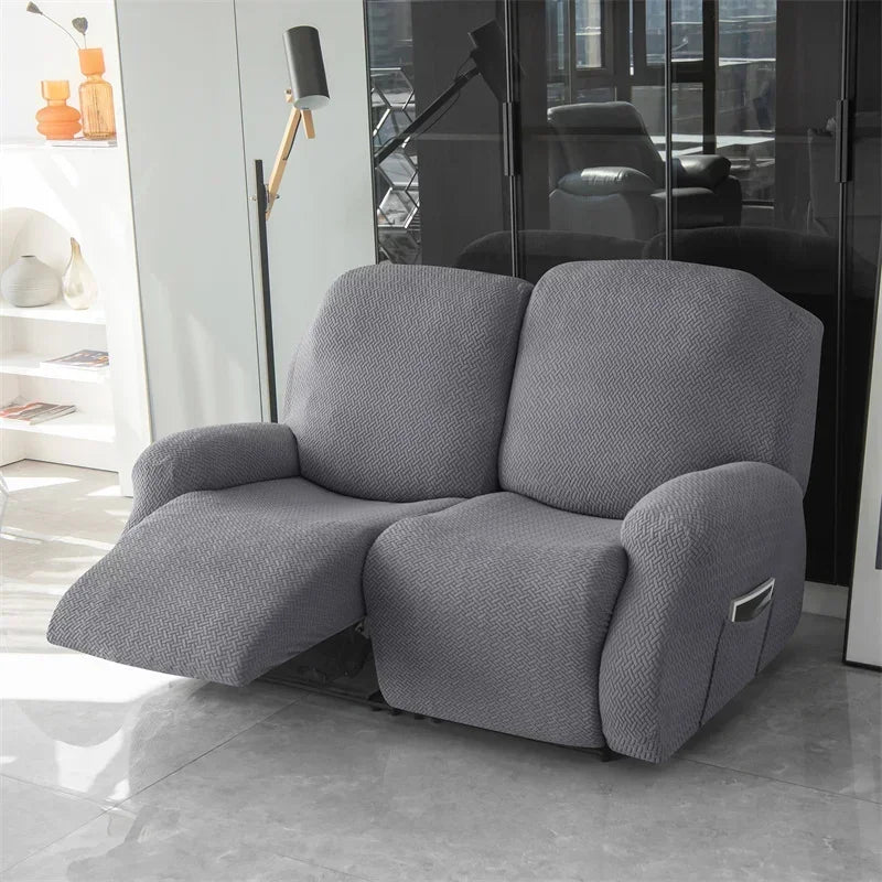 1/2/3 Seater Recliner Sofa Cover Jacquard Solid Color Stretch Couch Coushion Solid Color Sofa Slipcover for Living Room Home