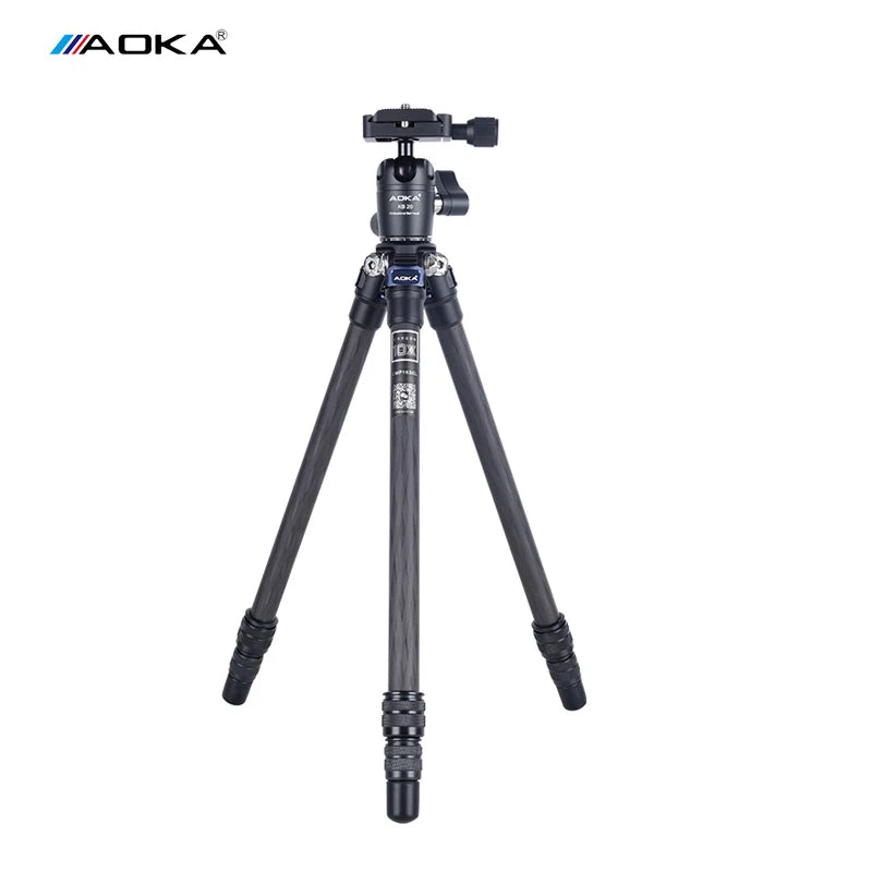 AOKA CMP163CL Carbon Fiber Tripod Portable Camera Stands With KB20 Ball Head 3 Section Max Loading 3kg
