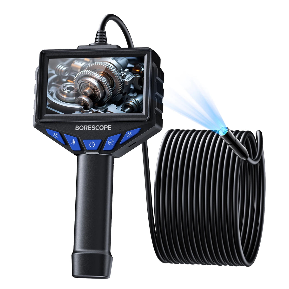 4.3" Screen Handheld Endoscope Camera 1080P HD, IP67 Waterproof Borescope Inspection Camera with 8 LEDs for Automotive Pipe