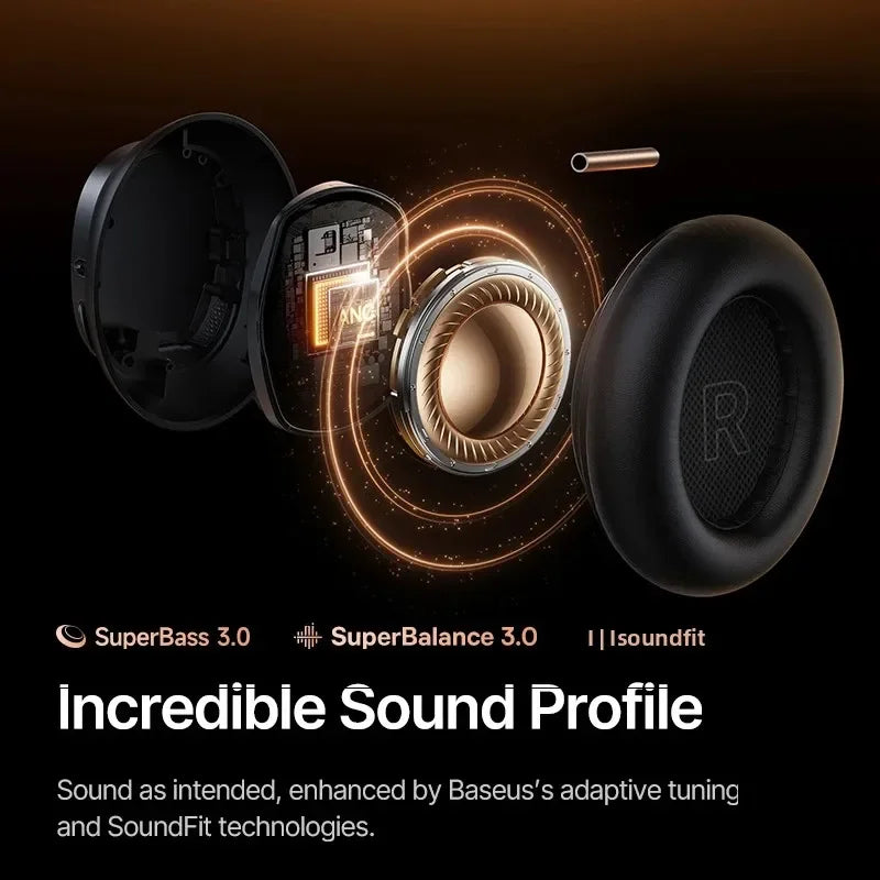 Baseus Inspire XH1 Sound by Bose ANC Wireless Headphone Bluetooth 6.1 48dB Adaptive Noise Cancellation Headset Hi-Res LDAC 100Hr
