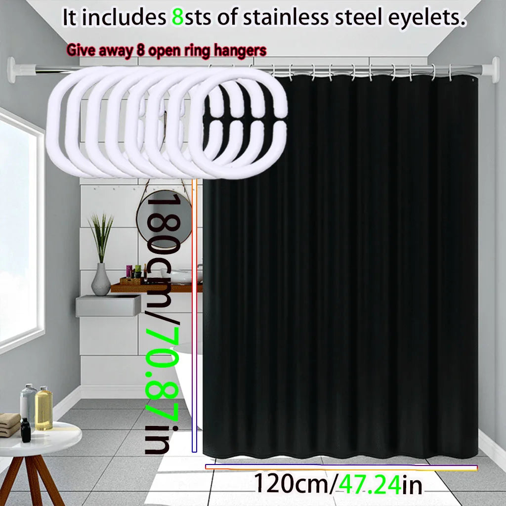 Black PEVA Waterproof Shower Curtain – Multiple Sizes