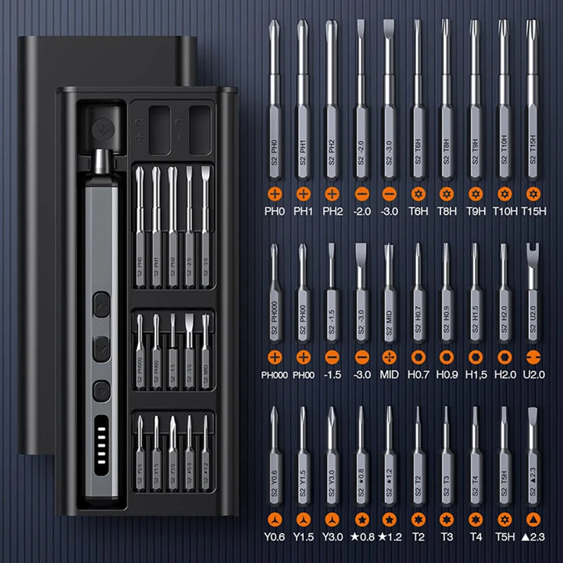 Electric Screwdriver Set Precision Power Tool Kit  Rechargeable With LED Light 30 Bits For PC Mobile Phone Repair Tools DIY Hand