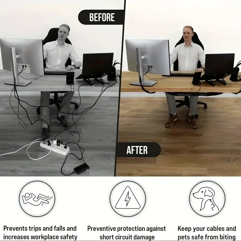 Under-Desk Cable Management Net – Flexible Cord Organizer