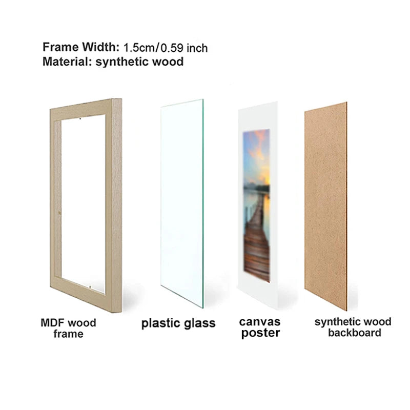 A4 Wooden Picture Frame for Wall or Desk Display