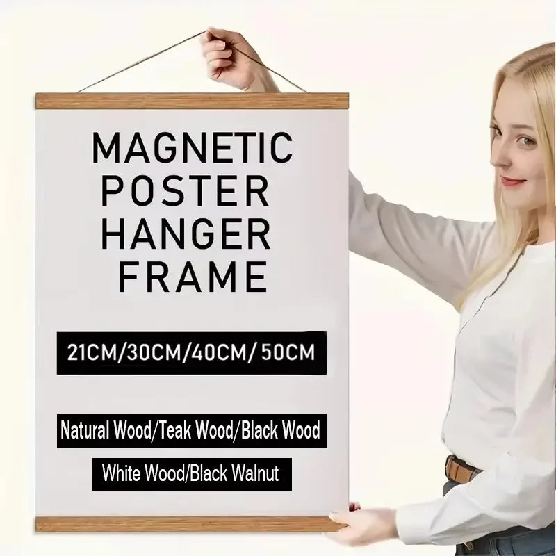 Magnetic Wooden Poster Hanger – 21–90 cm