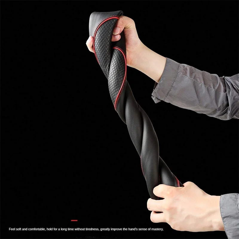 38cm Leather Steering Wheel Cover, 7 Colors