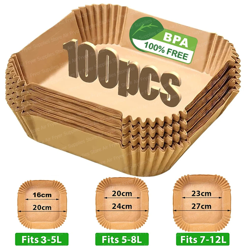 Square Air Fryer Paper Liners — Size & Pack Options — product image 1