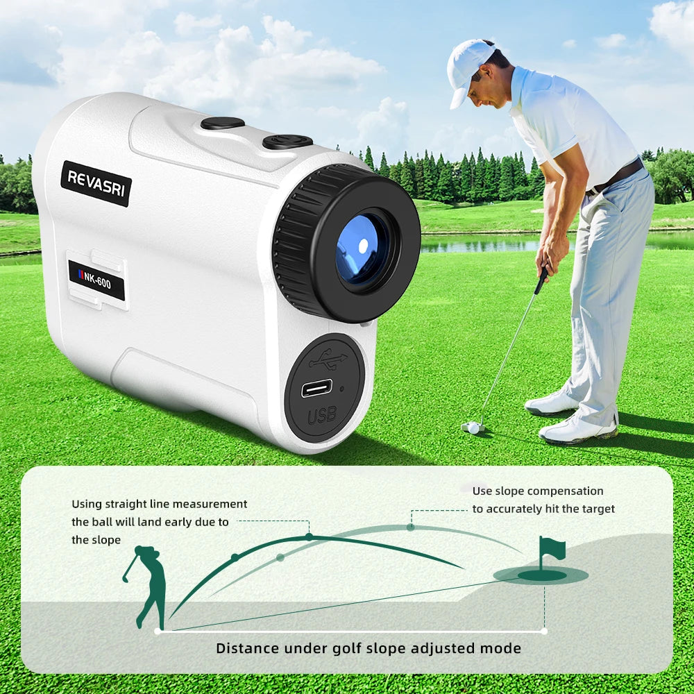 REVASRI Golf Laser Rangefinder Rechargeable 600M/1000M 6X Magnification Monocular Telescope Range Finder for Outdoor Sports
