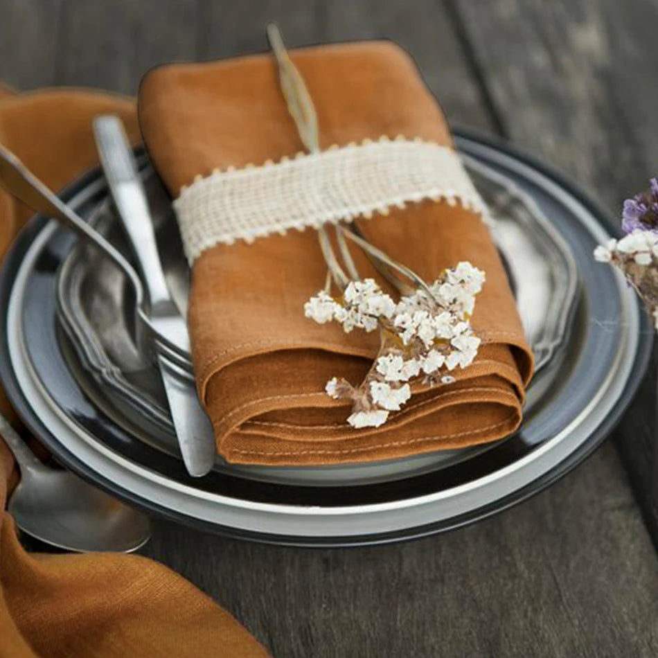 4-Piece Pure Linen Napkin Set – 40×40 cm