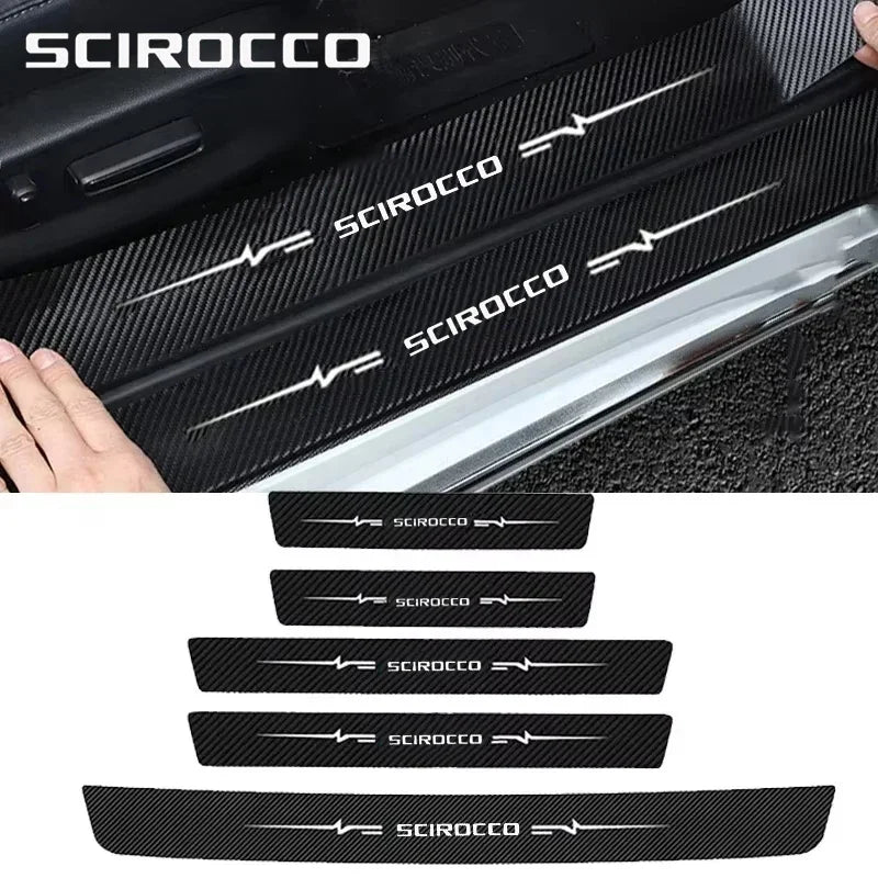 Car Door Sill Protector Stickers For Volkswagen SCIROCCO Logo Anti-Scratch Threshold Rear Trunk Strip Decorative Car Accessories