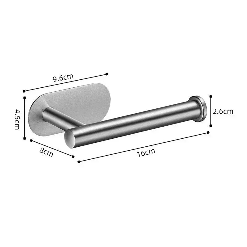 Stainless Steel Toilet Roll Holder Self Adhesive in Bathroom Tissue Paper Holder Black Finish Easy Installation No Screw