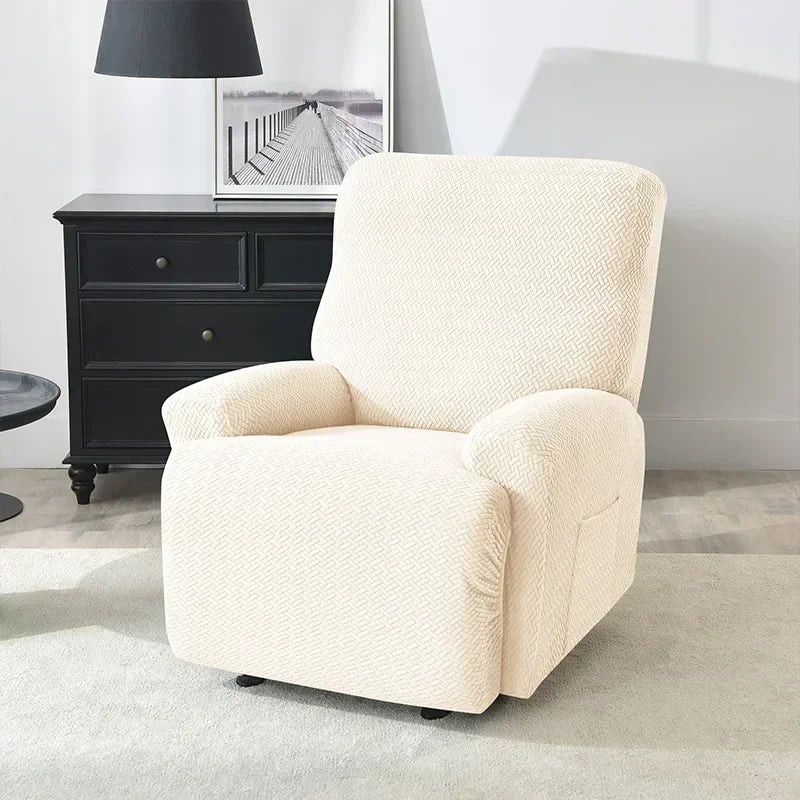 1/2/3 Seater Recliner Sofa Cover Jacquard Solid Color Stretch Couch Coushion Solid Color Sofa Slipcover for Living Room Home