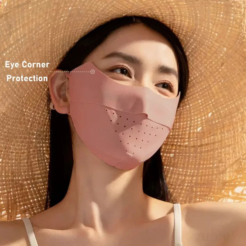 Summer Ice Silk Face Mask UV Sun Protection Respirator Men Women Adjustable Breathable Mask For Outdoor Running Cycling Sports