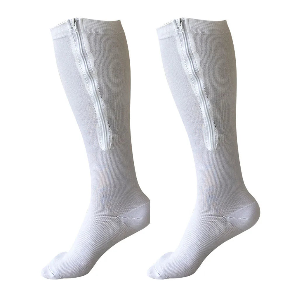 Unisex Open-Toe Compression Socks with Zipper Closure - Oversized High Tube Sports Socks,for Sports, Travel