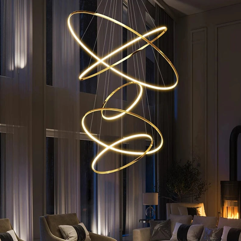 Modern Home Decor LED Lights Pendant Light Lamps for Staircase Chandeliers for Living Room Hanging Light Indoor Lighting