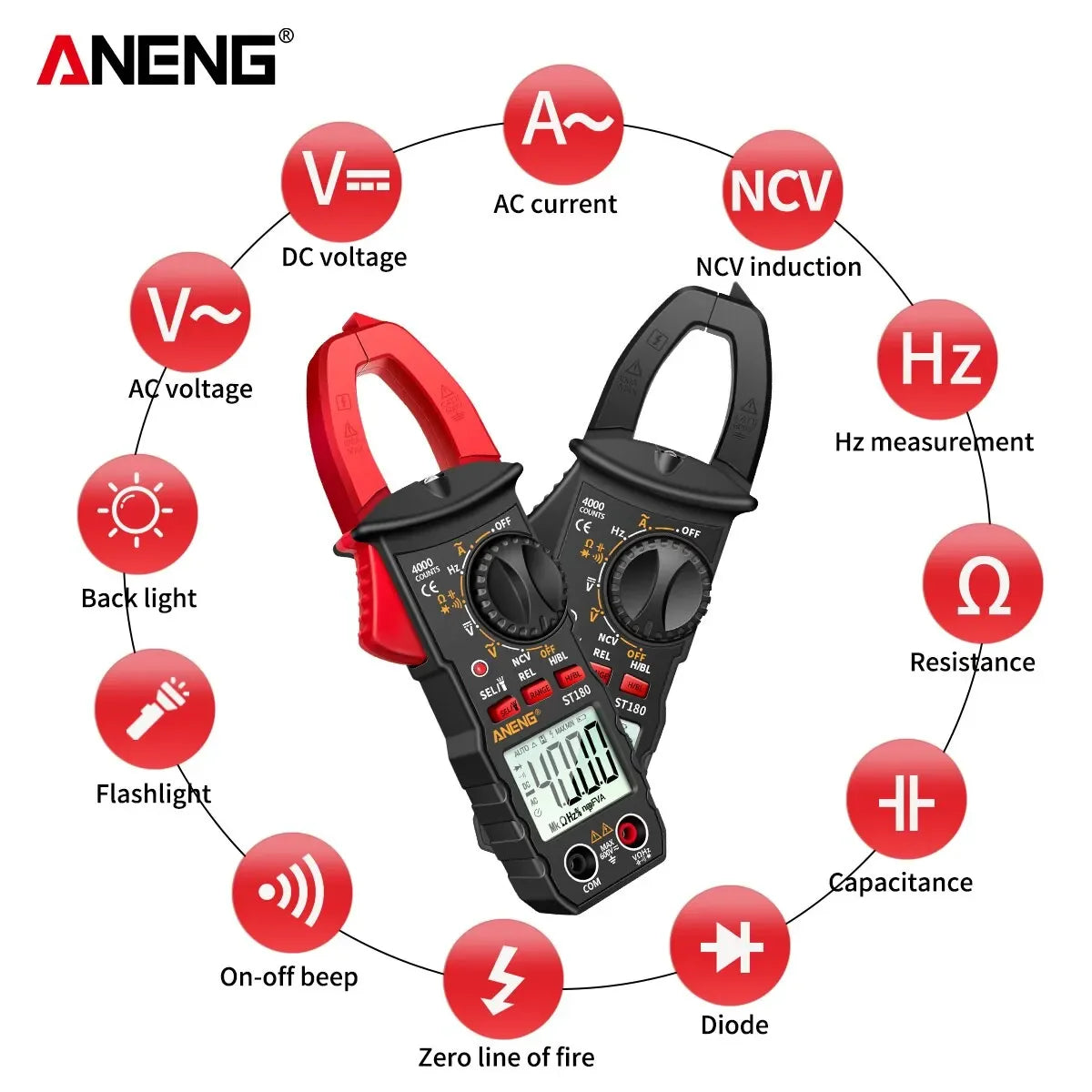 ANENG ST180 4000-Count Digital Clamp Meter