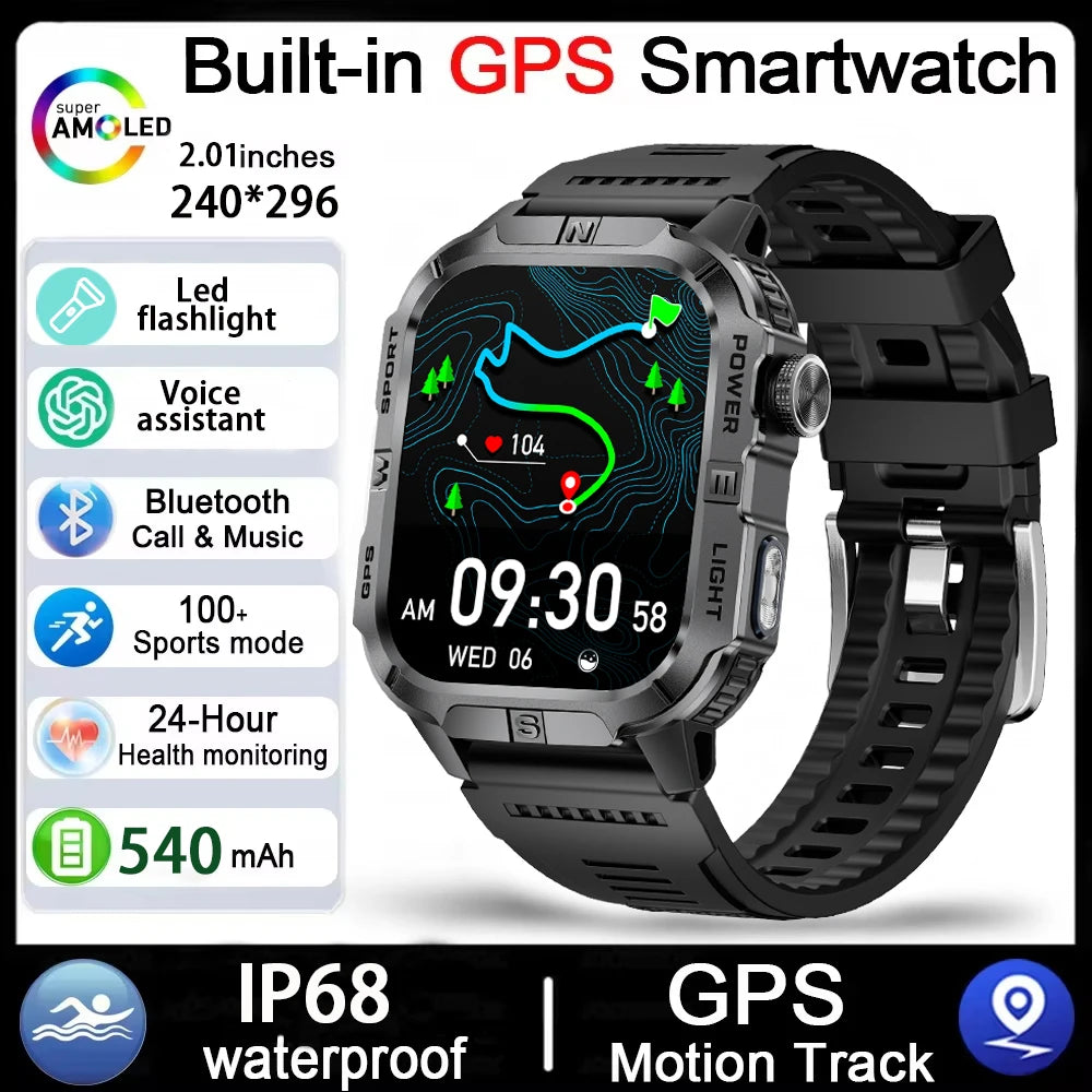 Outdoor GPS Sports Smartwatch with Compass & Calls