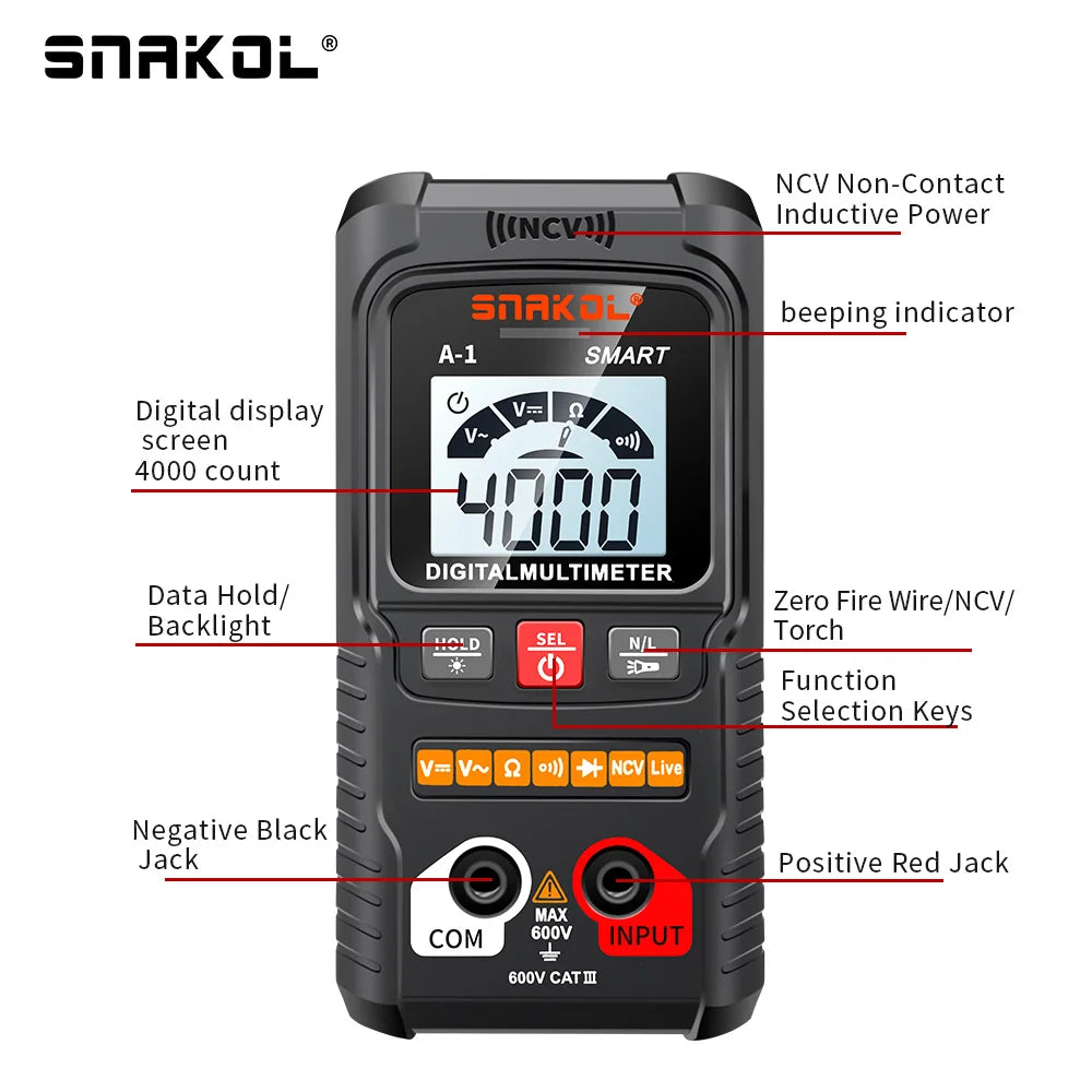 SNAKOL SK-A1 4000-Count True RMS Multimeter