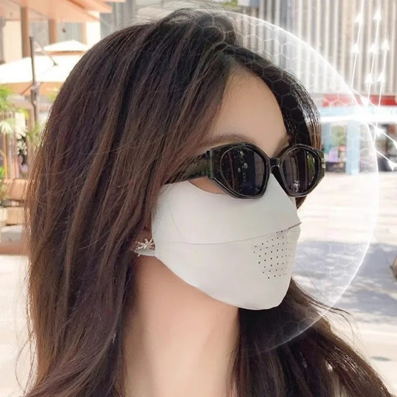Summer Ice Silk Face Mask UV Sun Protection Respirator Men Women Adjustable Breathable Mask For Outdoor Running Cycling Sports