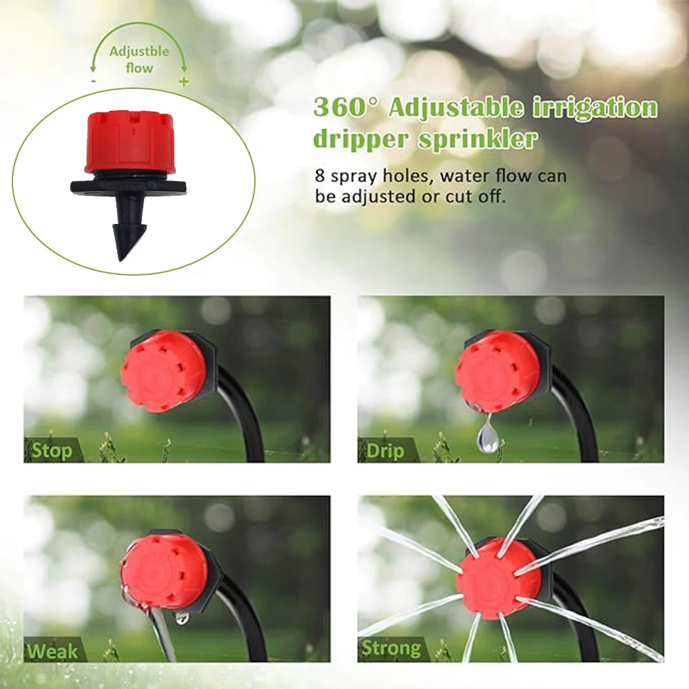Micro Drip Irrigation System Portable 20M Automatic Watering with Adjustable Drippers Misting Watering Kits Garden Hose