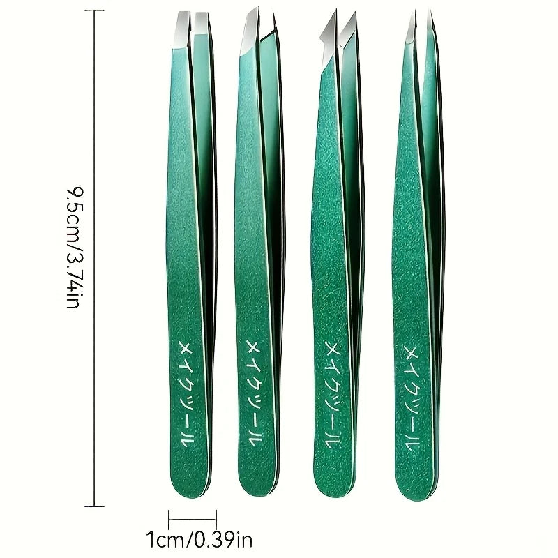 Professional Stainless Steel Tweezers Set for Men & Women High-Precision Slant Tip Beauty Tools with Sensitive Trichologist Care