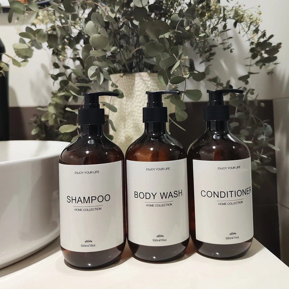 500ml Shower Dispenser Bottle – Shampoo, Conditioner & Body Wash Labels