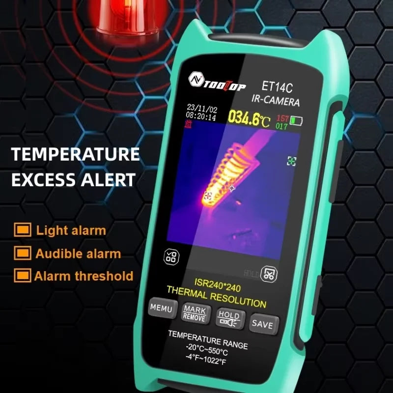 TOOLTOP ET14C 2.8inch Thermal Imager 25Hz Home Thermal imaging Camera ISR240x240 Thermography with Stand Electrical Fault Detect