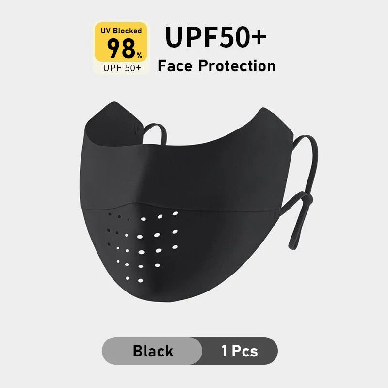 Summer Ice Silk Face Mask UV Sun Protection Respirator Men Women Adjustable Breathable Mask For Outdoor Running Cycling Sports