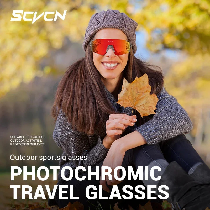 SCVCN Photochromic Sunglasses Outdoor Sports Bike Cycling Glasses Man MTB Climbing Glasses Women Driving Bicycle Eyewear New