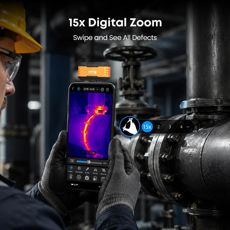 320*240 Thermal Imaging Camera P1  for iPhone and Android Cell Phone 600℃ HVAC House Inspection 15X Digital Zoom