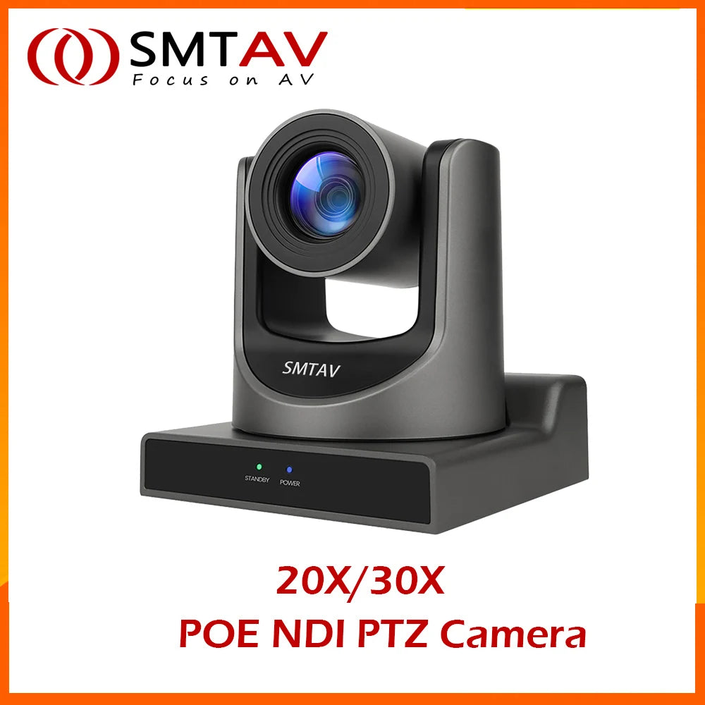 SMTAV AI Tracking NDI|HX PTZ Camera 20x 30x Video Conference Camera with POE HDMI SDI USB Output PTZ Church Broadcasting