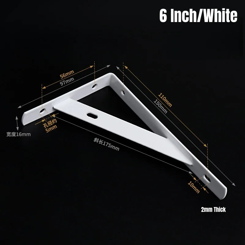 2-8PCS Black/White Steel Heavy Duty L Bracket,6-12" Floating Tripod Shelf Brackets,90 Degree Angle Wall Mounted Support Bracket