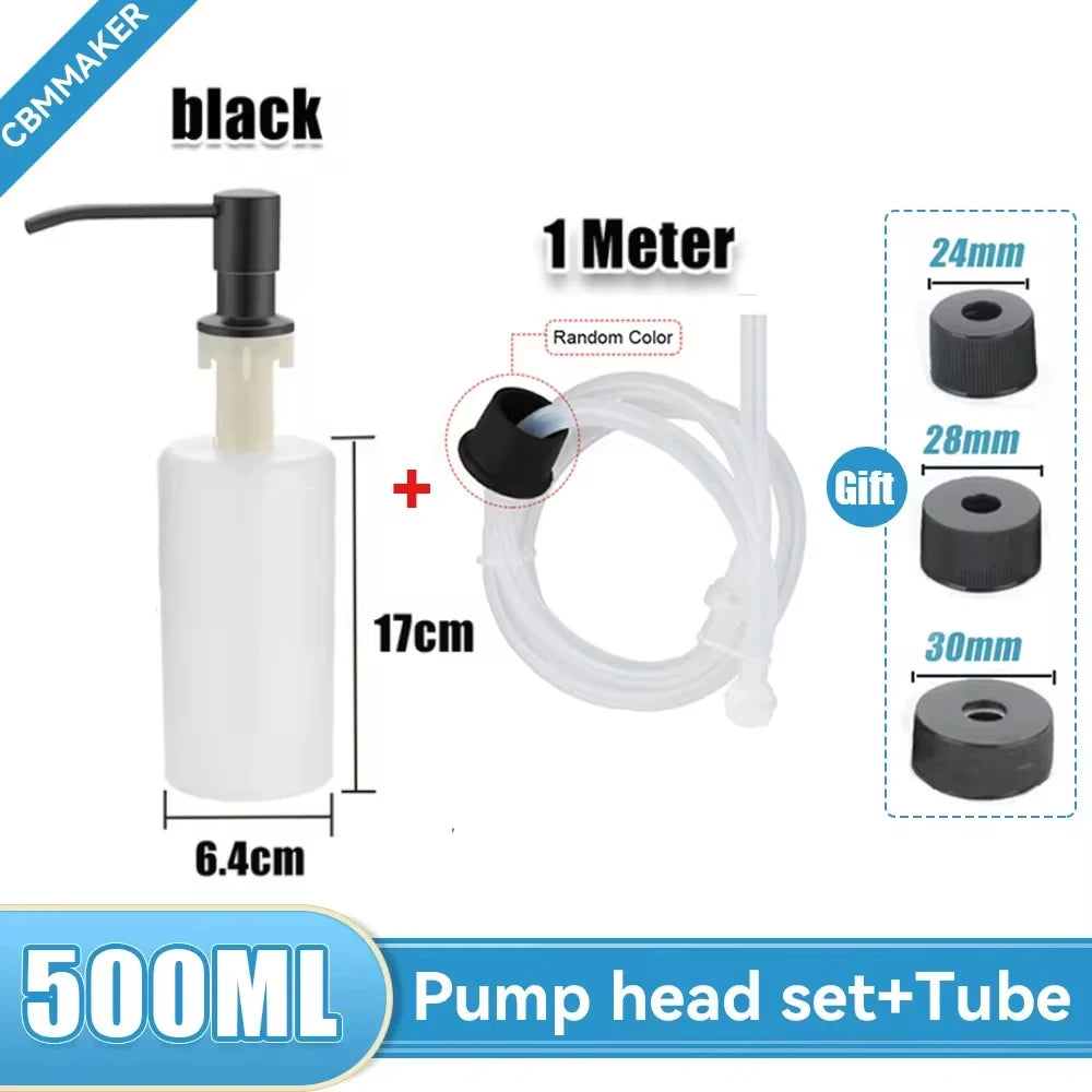 500ML Liquid Soap Bottle Sink Mount Stainless Steel Hand Pressure Soap Dispenser Bottle Kitchen Sink Liquid Soap Dispenser Pum